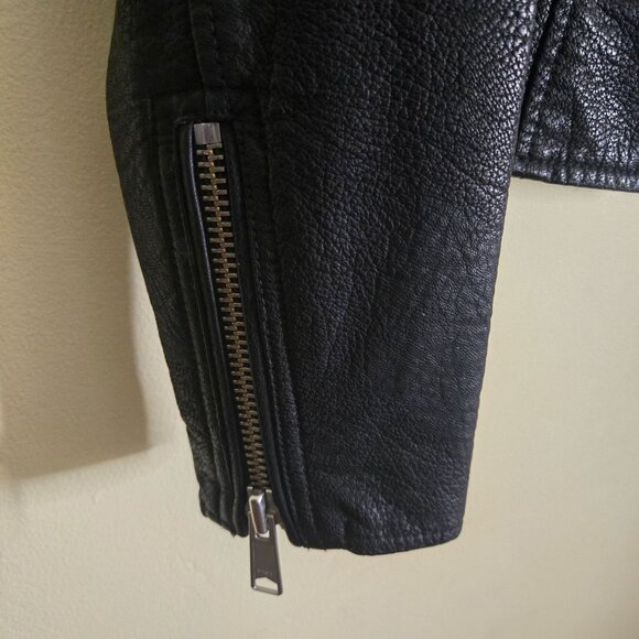 Pistola Evereve Isabel Moto Jacket Black Faux Leather Vegan Size S - Picture 5 of 11